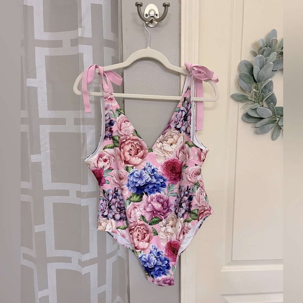 Posh Peanut Floral One Piece - Pink and Blue